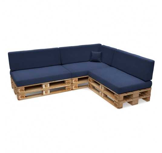 Set de 8 Coussins pour Palettes 120x80 + 120x40 Bleu Foncé