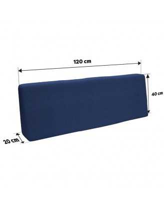 Coussin de Dossier pour Palettes 120x40x20/10 Bleu Foncé