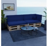 Coussin de Dossier pour Palettes 120x40x20/10 Bleu Foncé