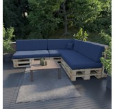 Coussin de Dossier pour Palettes 120x40x20/10 Bleu Foncé