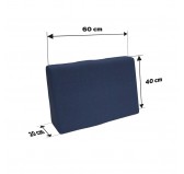 Housse pour coussin latéral de palette, 60×40 cm, bleu foncé