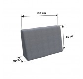 Housse pour coussin latéral de palette, 60×40 cm, gris