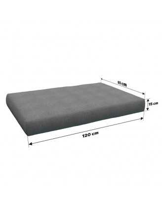 Set de 2 housses pour coussins de palette : 1× 120×80 cm + 1× 120×40 cm, gris