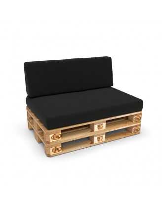 Set de 2 housses pour coussins de palette : 1× 120×80 cm + 1× 120×40 cm, noir