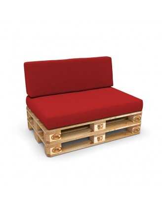 Set de 2 housses pour coussins de palette : 1× 120×80 cm + 1× 120×40 cm, rouge