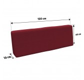 Set de 2 housses pour coussins de palette : 1× 120×80 cm + 1× 120×40 cm, bordeaux