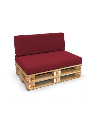Set de 2 housses pour coussins de palette : 1× 120×80 cm + 1× 120×40 cm, bordeaux